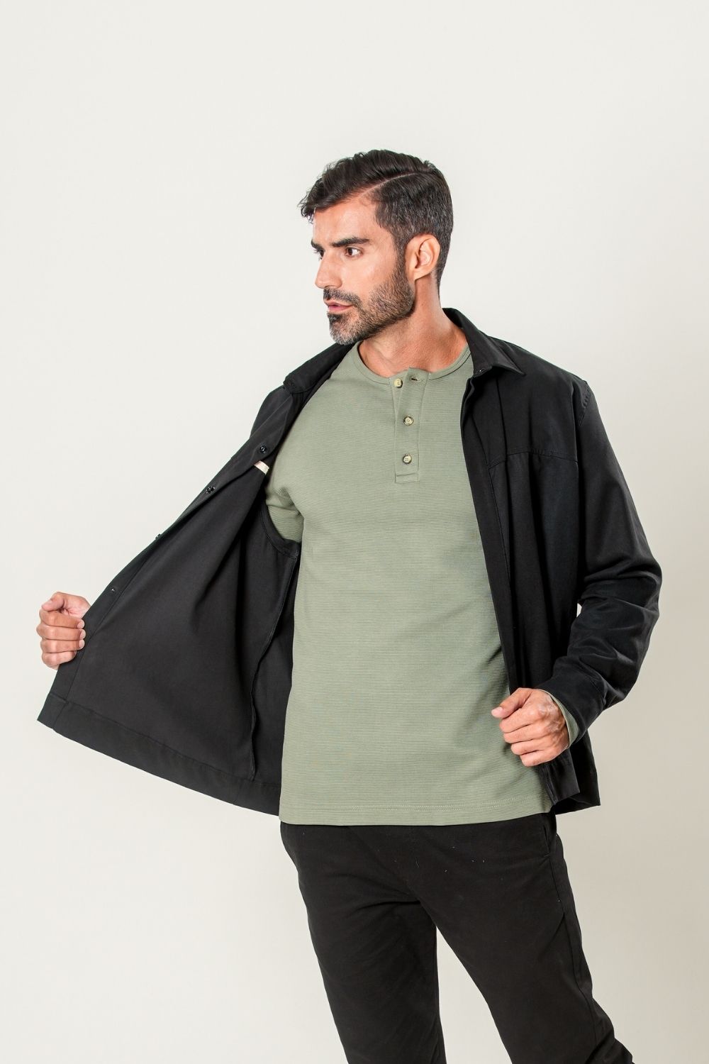 Camisa Henley Gold Manga Comprida Verde - Linha Essential
