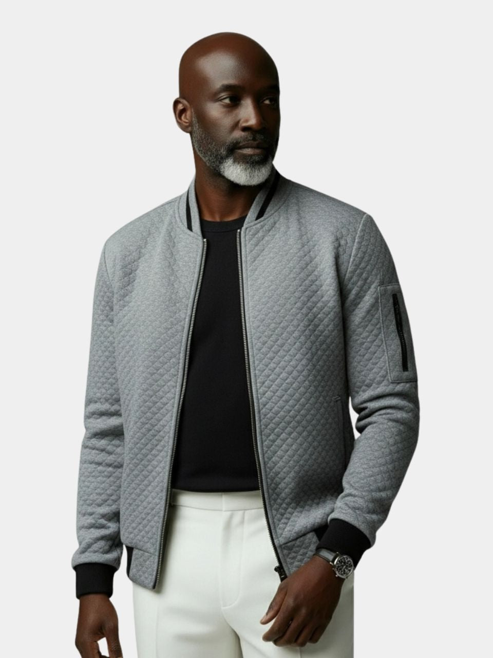 Textured Casual Bomber Jacket - Cross & Crown