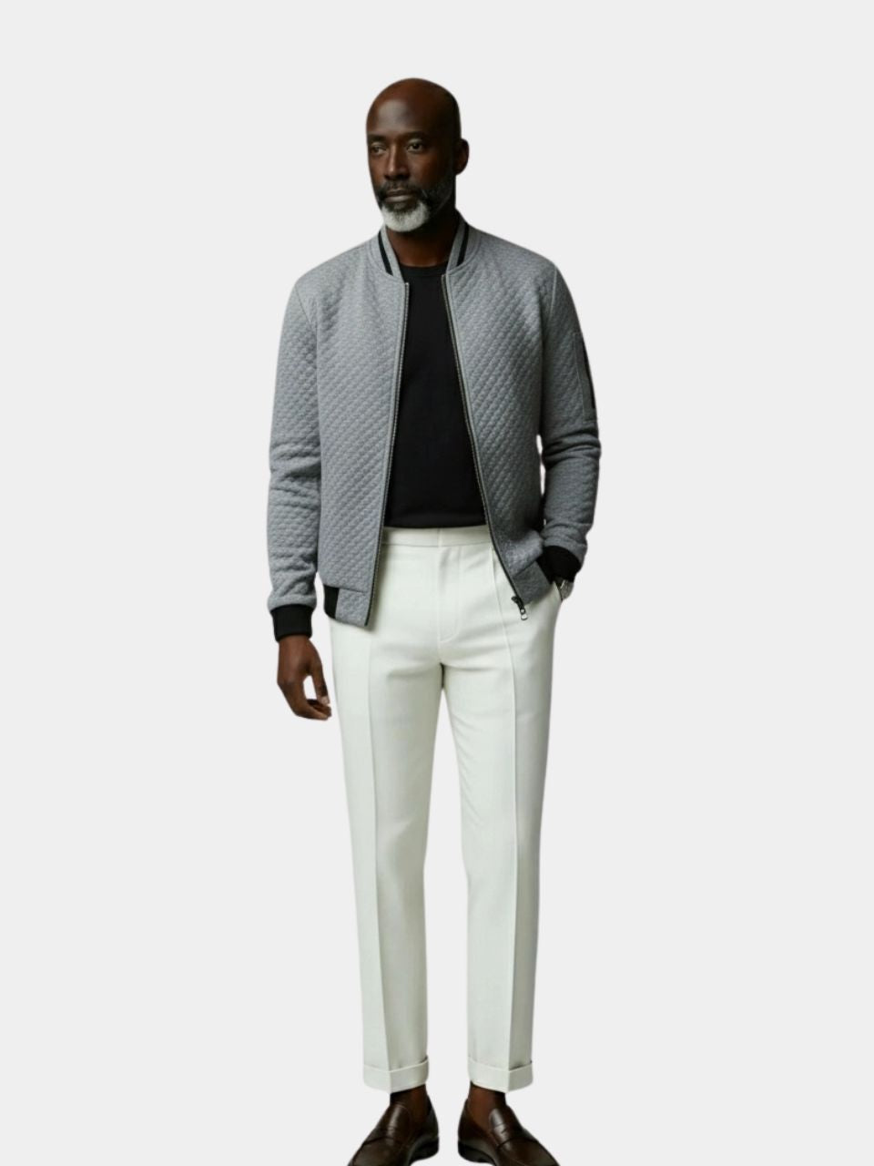 Textured Casual Bomber Jacket - Cross & Crown