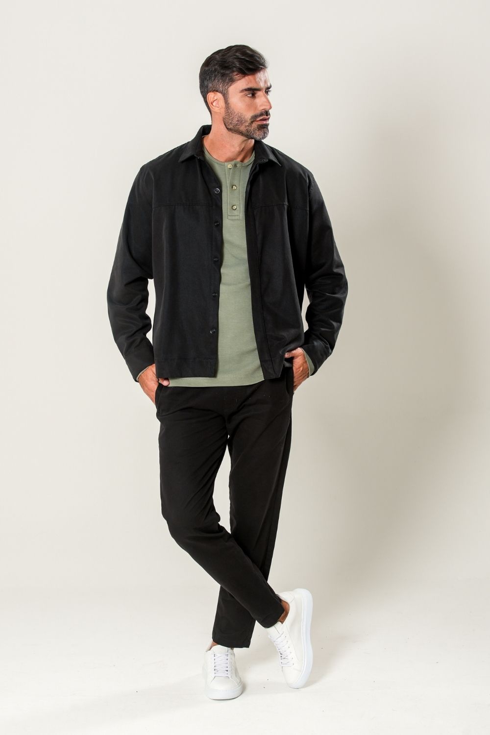 Camisa Henley Gold Manga Comprida Verde - Linha Essential