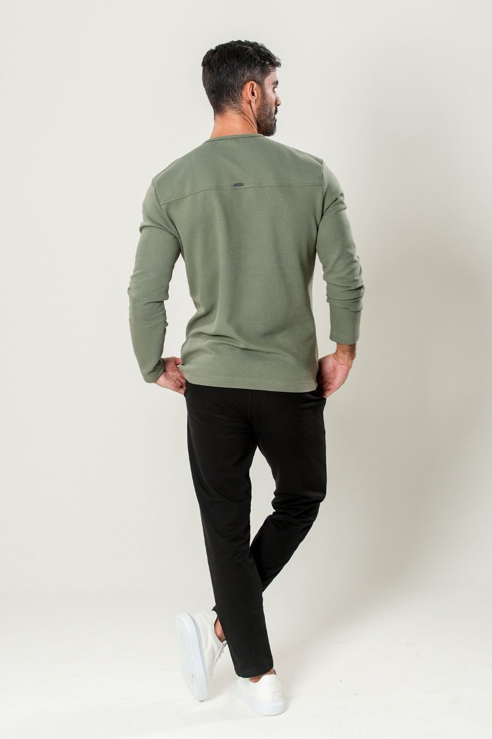 Camisa Henley Gold Manga Comprida Verde - Linha Essential