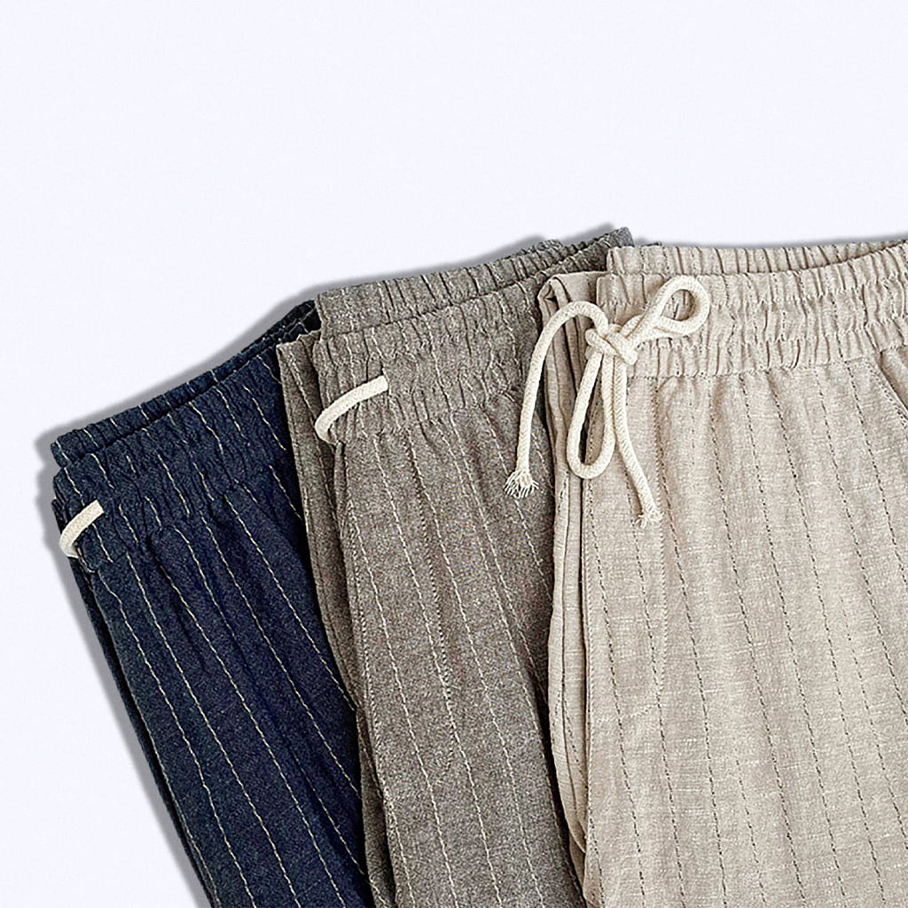 Calça de Linho Listrada Newport