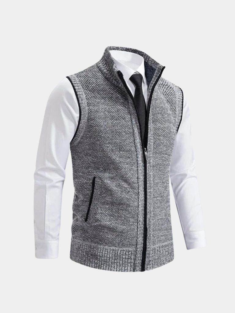 Elegant Full-Zip Sweater Vest - Cross & Crown